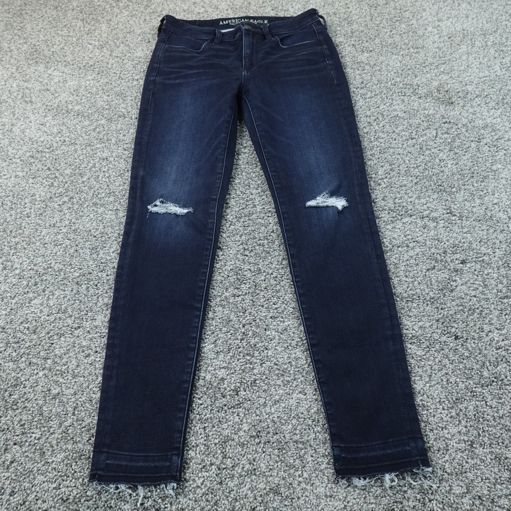 American Eagle Jeans Womens 6 Dark Blue Denim Pants Hi Rise Jegging Stretch Flex